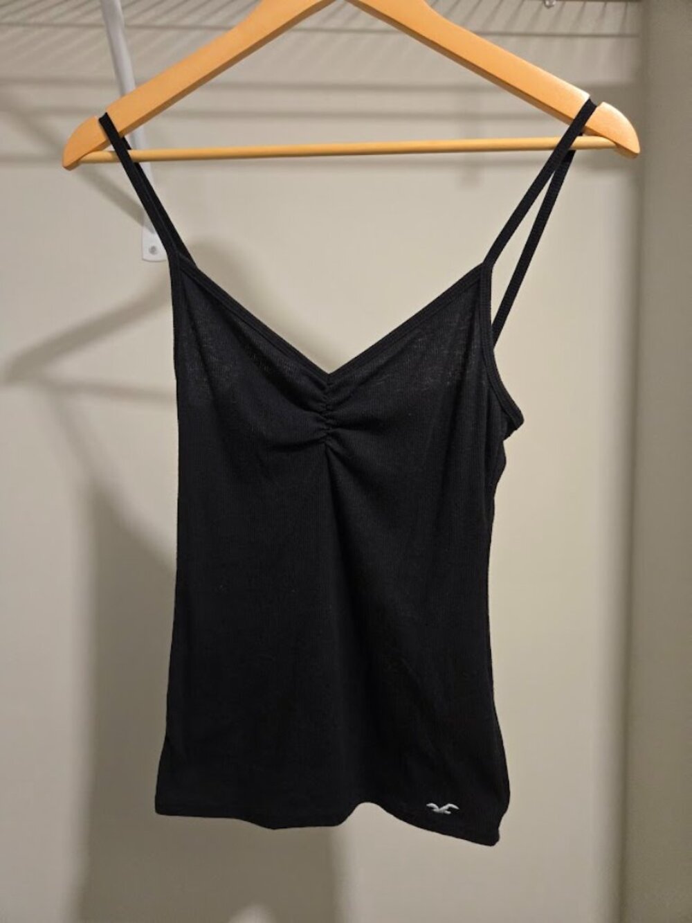 Hollister Navy Ruched V-Neck Slim Tank Size S